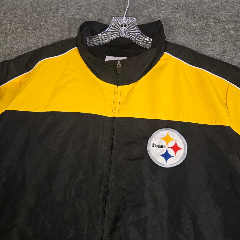 NFL Pittsburgh Steelers Jacket Mens XXL Black Yellow Full Zip Windbreaker